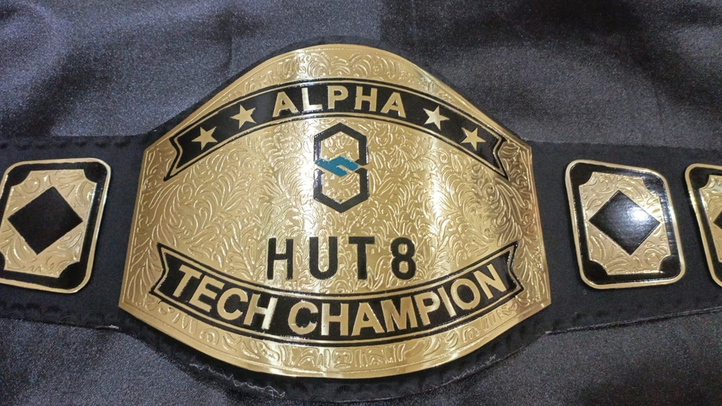 Custom Name and Hut 8 Logo Wrestling Championship Belt poshleathers-14b7