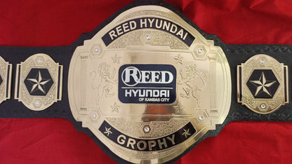 Custom Name and Reed Hyundai Logo Wrestling Championship Belt poshleathers-14b7
