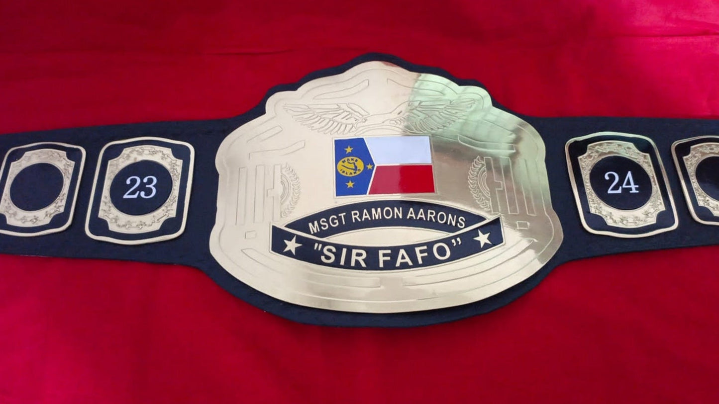 Custom Name and Flag Wrestling Championship Belt - Ex Race Gear