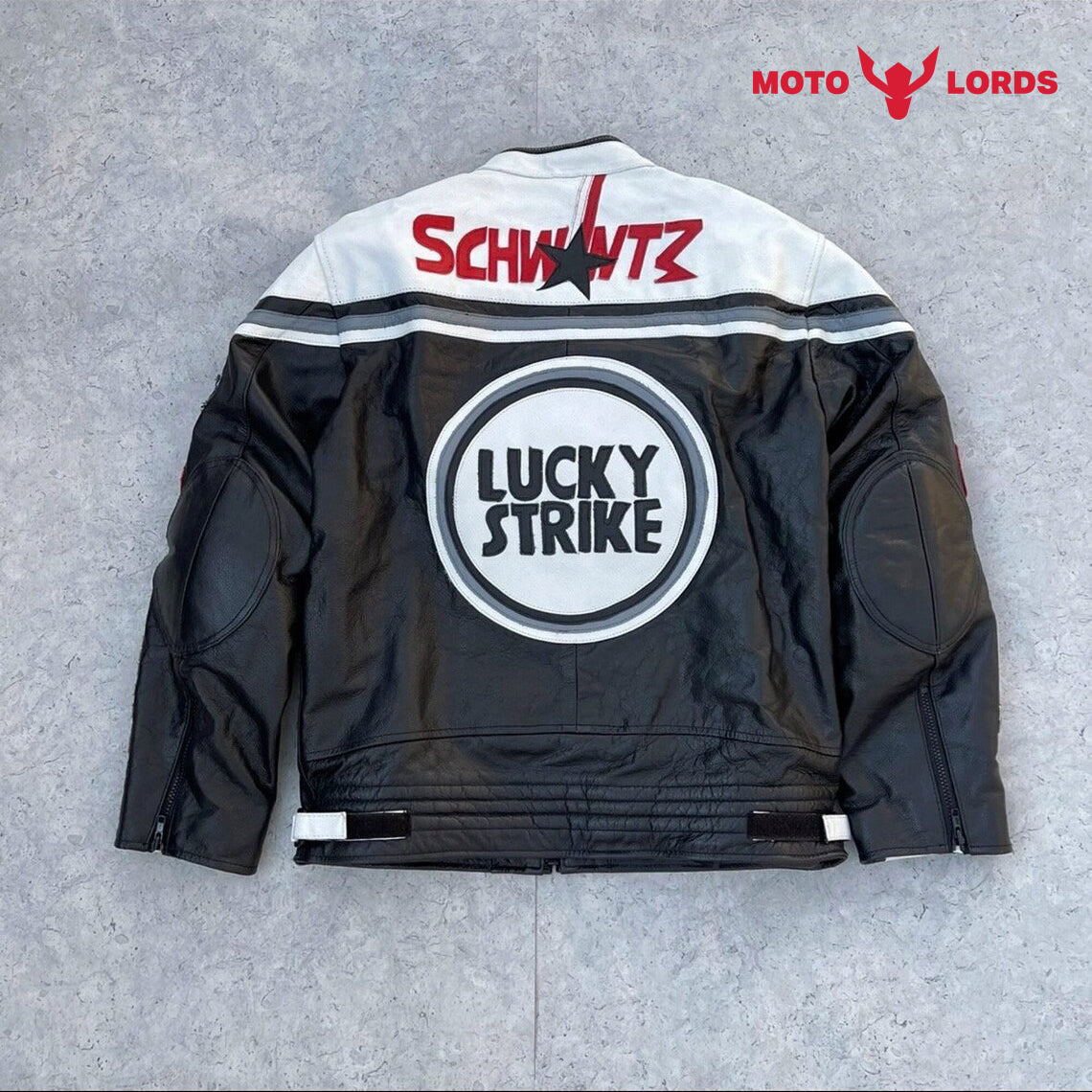 Lucky Strike White Leather Jacket Unisex MotoLords
