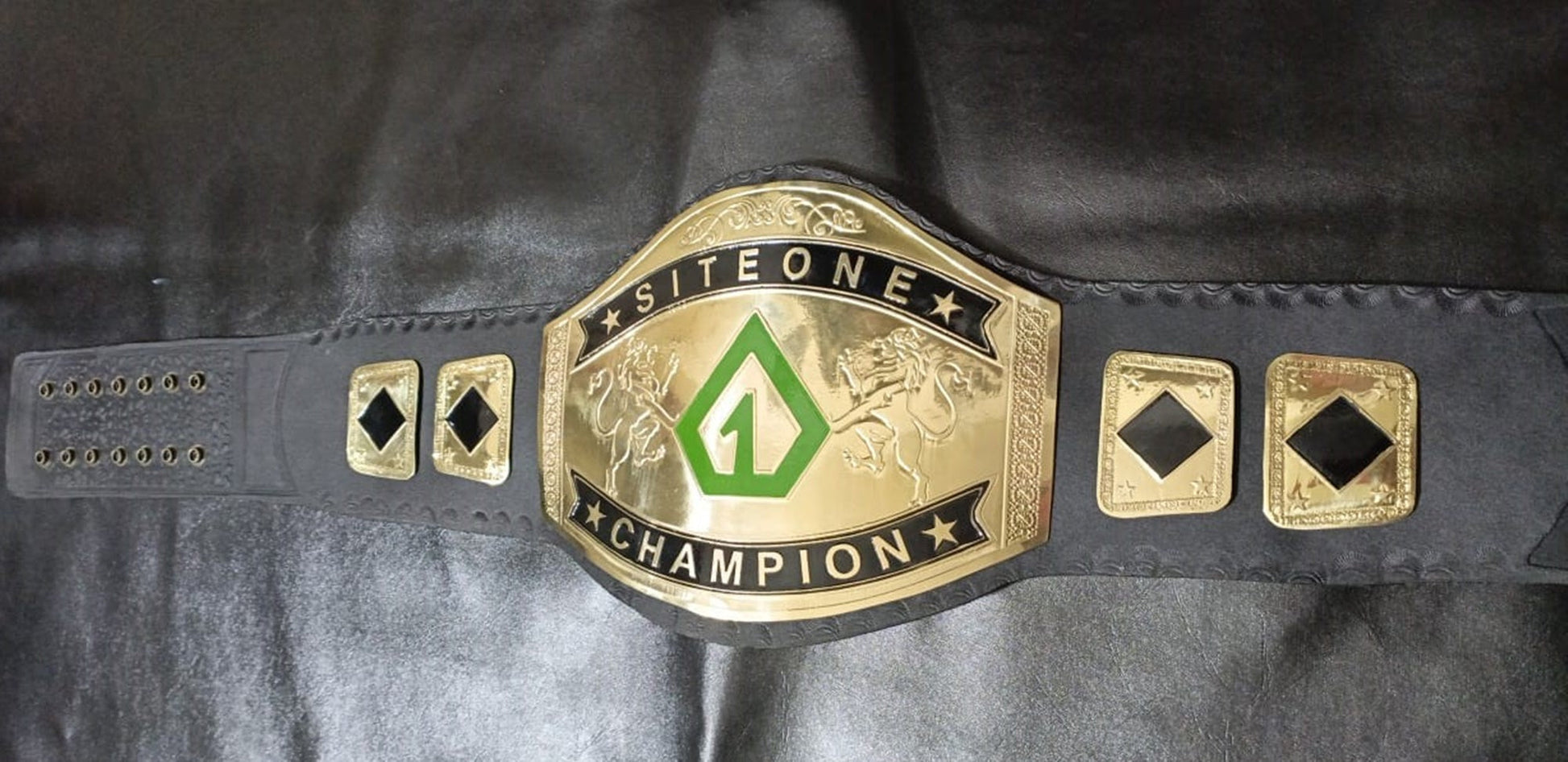 Custom Name and One Triangle Logo Wrestling Championship Belt poshleathers-14b7