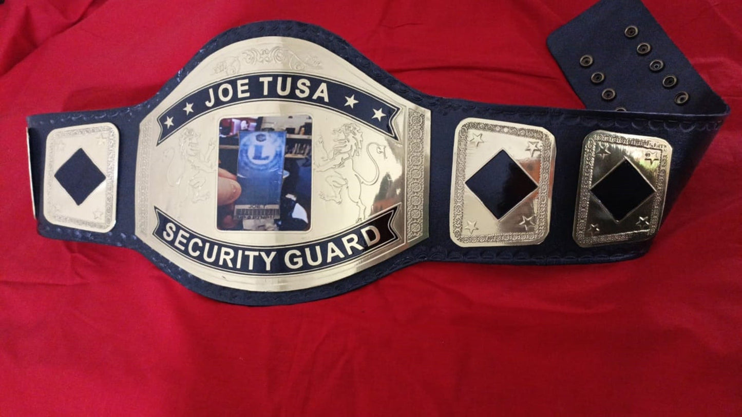 Custom Name and Security Guard Card Logo Wrestling Championship Belt poshleathers-14b7