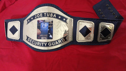 Custom Name and Security Guard Card Logo Wrestling Championship Belt poshleathers-14b7