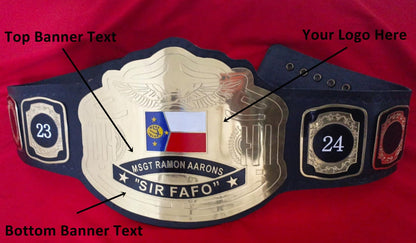 Custom Name and Flag Logo Wrestling Championship Belt - Ex Race Gear
