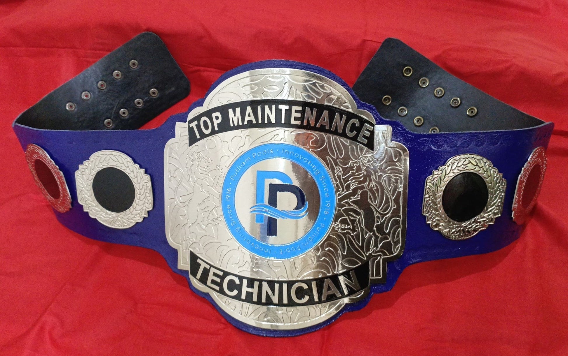 Custom Name and Pulliam Pools Logo Wrestling Championship Belt poshleathers-14b7