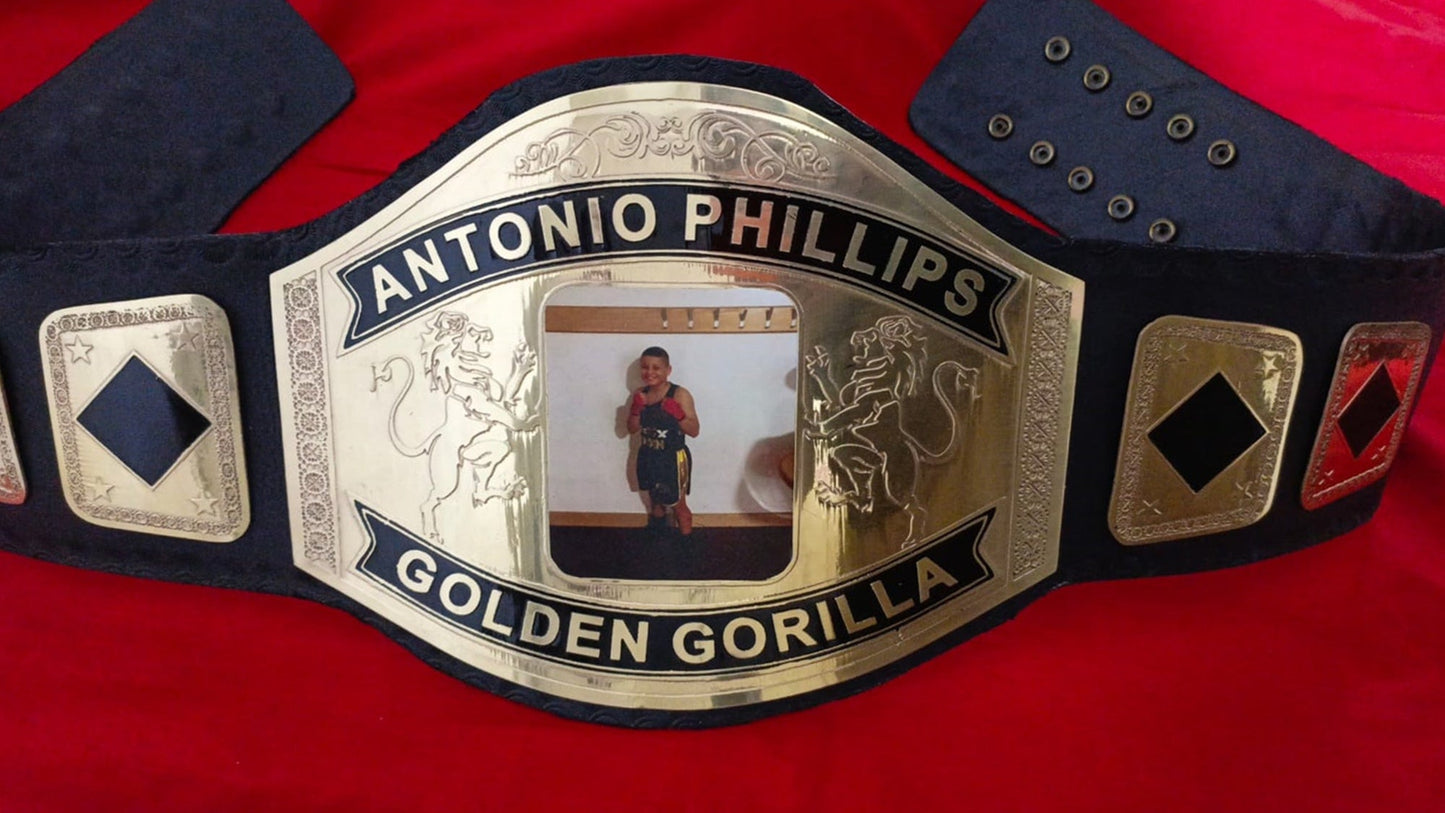 Custom Name and Kids Picture Logo Wrestling Championship Belt poshleathers-14b7