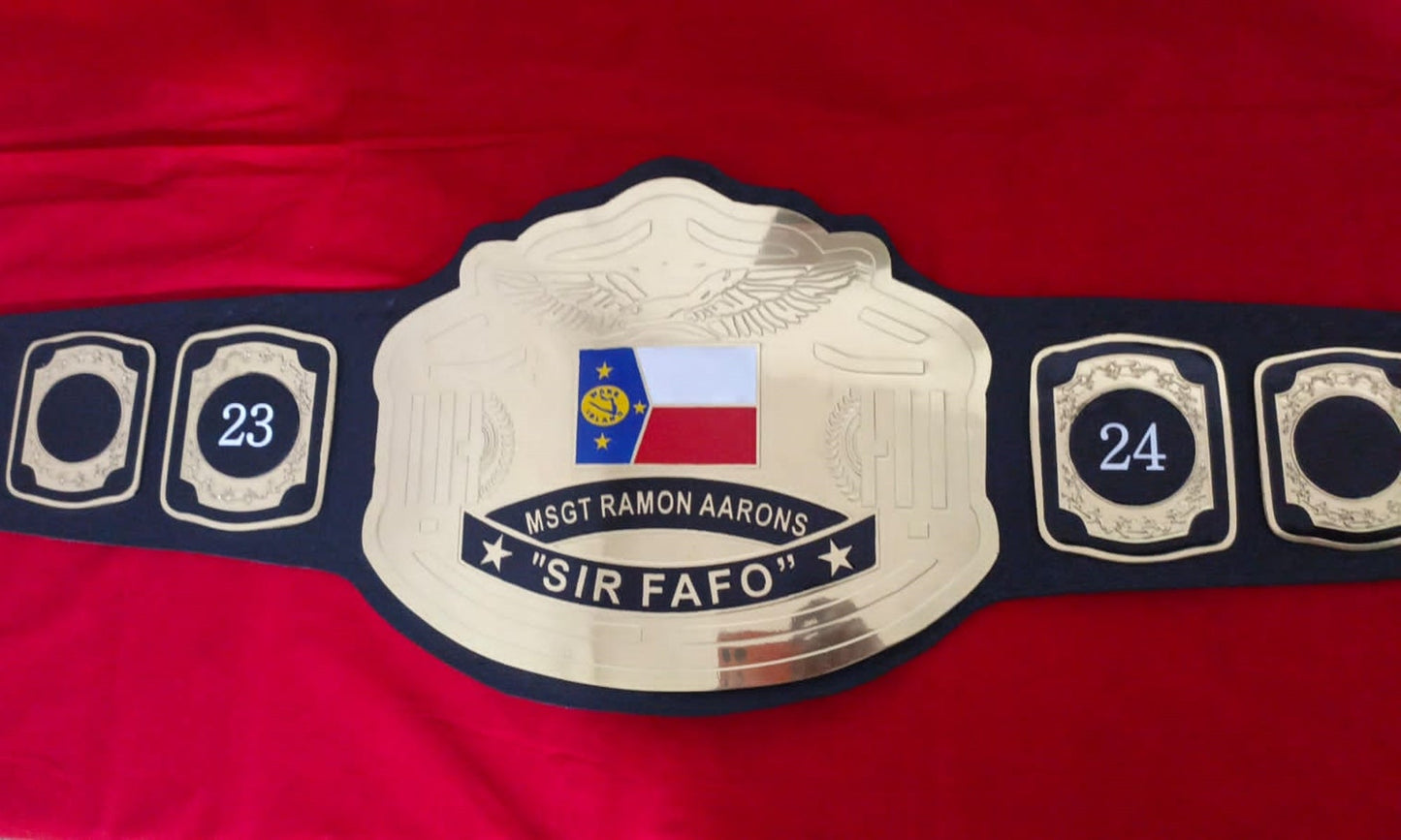 Custom Name and Flag Wrestling Championship Belt - Ex Race Gear