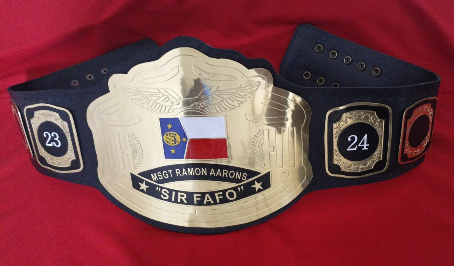 Custom Name and Flag Wrestling Championship Belt - Ex Race Gear