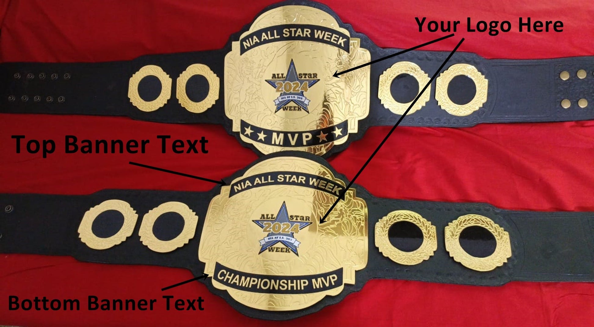 Custom Name and Star Logo Wrestling Championship Belt - Customize Wrestling Belts