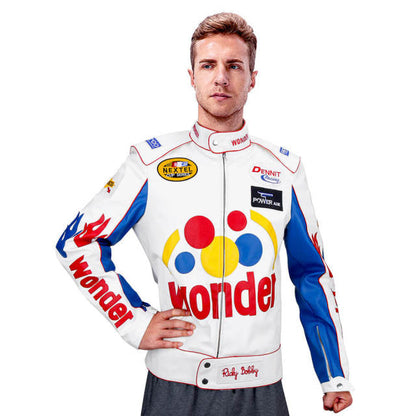 Racing Style Faux Leather Jacket – Funny Men’s Halloween Costume Cosplay Outfit for Couples Ex Race Gear