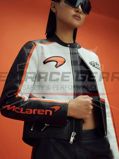 Reiss x McLaren F1 - Peak Colourblock Leather Biker Jacket - Ex Race Gear