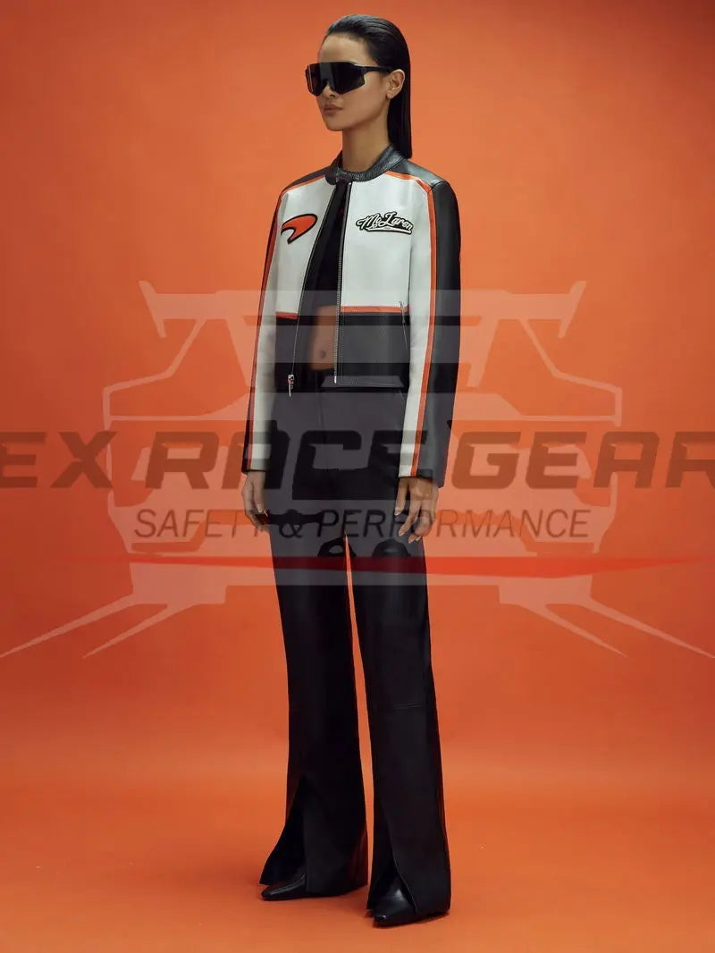 Reiss x McLaren F1 - Peak Colourblock Leather Biker Jacket - Ex Race Gear 