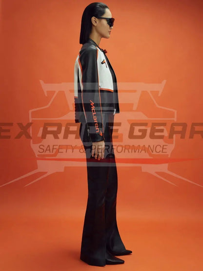 Reiss x McLaren F1 - Peak Colourblock Leather Biker Jacket -  Ex Race Gear 
