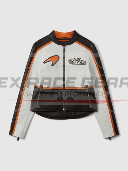 Reiss x McLaren F1 - Peak Colourblock Leather Biker Jacket -  Ex Race Gear 