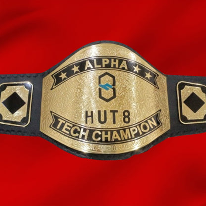 Custom Name and Hut 8 Logo Wrestling Championship Belt poshleathers-14b7